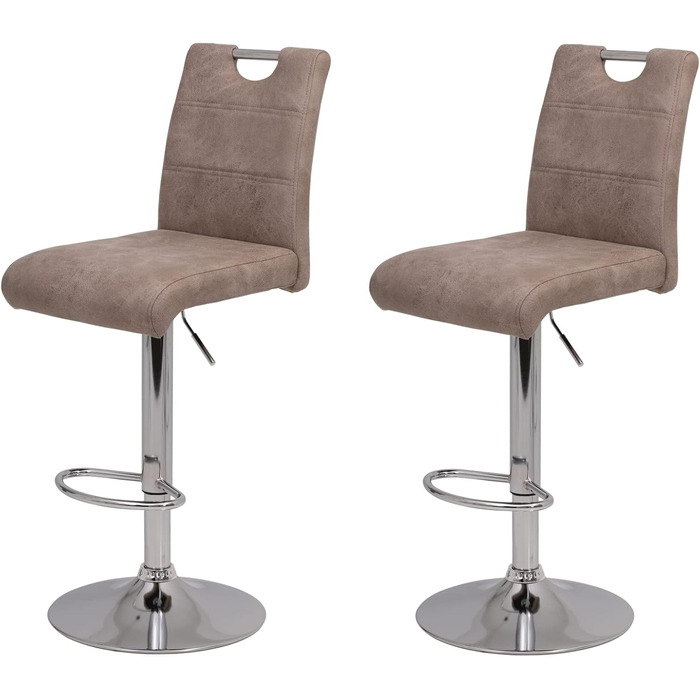 Hela Bar Stools - Miranda Bistro Stools, Faux Leather with Trumpet Base, Adjustable Height (60-82cm), 360° Swivel, 2-Piece Set (Beige)