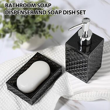 Чорний набір аксесуарів для ванної кімнати, 4 шт. - сучасний декор для ванної кімнати, акриловий дозатор для мила та тримач для зубних щіток
