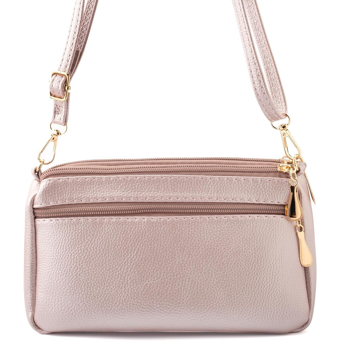 Сумка жіноча через плече маленька елегантна з тисненим візерунком, PU шкіра (Рожевий металік)