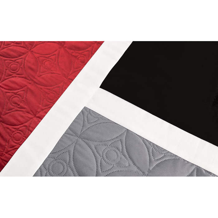 Комплект постільної білизни Chezmoi Collection Upland, 7-piece, Patchwork, для ліжка King Size (Oversized), червоно-сірий-чорний