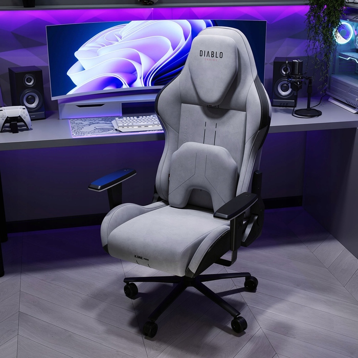 Ігрове крісло Diablo Chairs X.One Prime, тканина, сіре