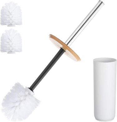 Набір для чищення унітазу WC Bürste: 3 насадки, бамбуковий контейнер, пластикова щітка для ванної кімнати