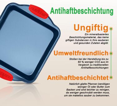 Набір форм для випічки Nutrichef 10 шт. з антипригарним покриттям – для випічки солодкого (печиво) та солоного (піца) – з вуглецевої сталі, без PFOA та PTFE, з силіконовими ручками (круглі/квадратні)