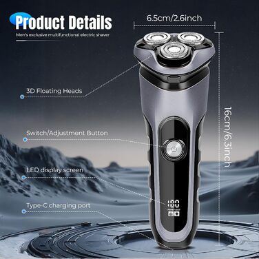Електричний чоловічий верстат для гоління Shengxi з висувним тримером та IPX7 захистом, для сухого та вологого гоління, з функцією блокування від подорожей, подарунок для чоловіків
