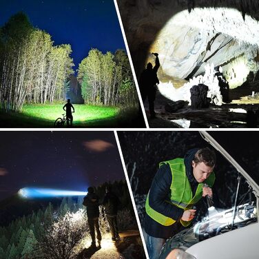 Ліхтарик Blukar LED акумуляторний 500000 люменів, надяскравий, зум, тактичний, 5 режимів, IP67 водонепроникний, для кемпінгу, риболовлі, туризму, надзвичайних ситуацій