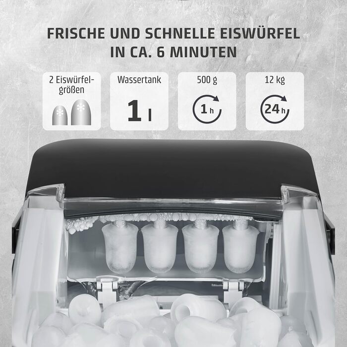 Машина для приготування льоду Caso IceChef Compact: швидке приготування, 1л бак, самоочищення, з лопаткою