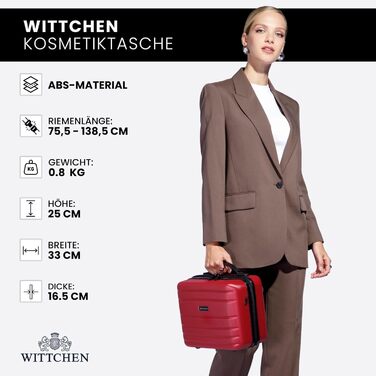 Валіза на колесах WITTCHEN Globe Line S, ручна поклажа, ABS, 4 колеса, кодовий замок, телескопічна ручка, червона | Підходить для Lufthansa, Eurowings, Ryanair, Condor, Discover Airlines