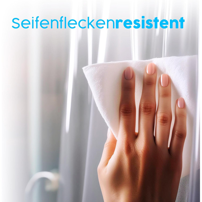 Прозорий душовий завіс ZENO 180x180 см - PEVA, з отворами та магнітами, водонепроникний, матовий