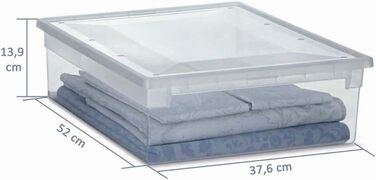 Kreher 2-Piece XL Storage Boxes with Lid made of Transparent Plastic and XL Storage Volume! Dimensions: 37.6 x 52 x 13.9 cm