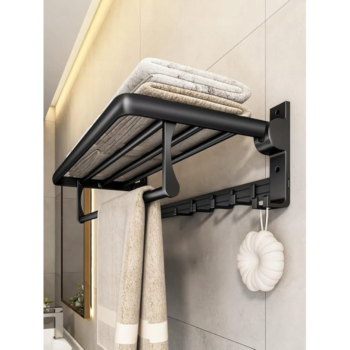 Складаний рушникотримач у ванну кімнату: підвісна штанга з гачками в стилі Лофт