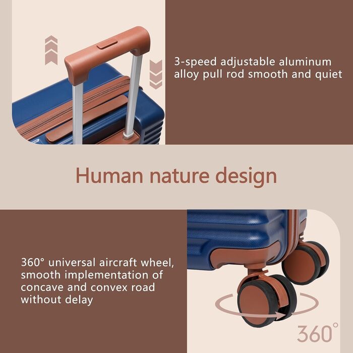 Чохол для ручної поклажі літака з жорстким корпусом та 4 обертовими колесами, легкий, маленький, з TSA-замком (блакитний)