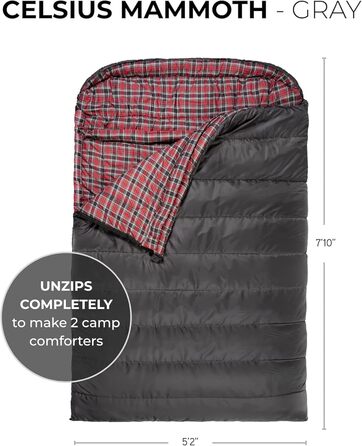 Сплячий мішок TETON Sports Celsius Regular, флісова підкладка, -18°C, 203 x 84 см (Сірий)
