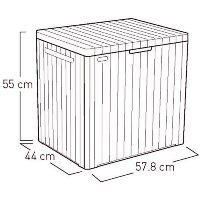 Садова скриня Keter City Box 113 л, темно-сіра, для балкона та тераси, пластиковий контейнер для зберігання з імітацією дерева, 55x44x57,8 см