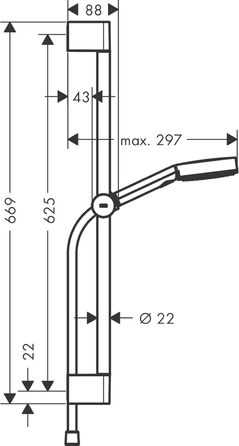 hansgrohe Pulsify Select S Shower Set, water-saving showerhead with hose and holder, adjustable, hand shower with 3 spray patterns (Relaxation), Mattwhite (Matte White, 0.65m Set, 3 spray patterns)