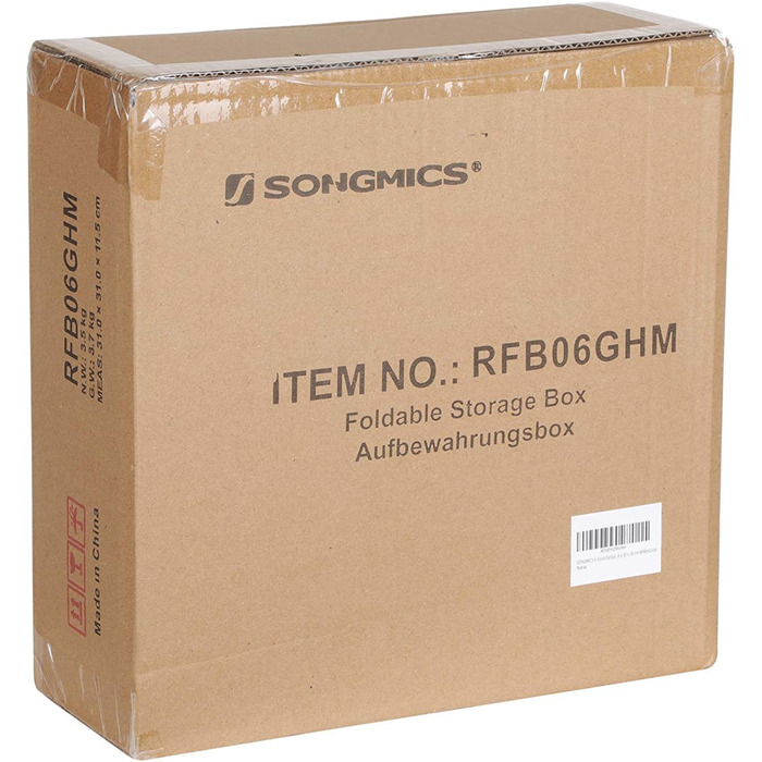 SONGMICS Storage Box, 6 Pack, Folding Box, Foldable Organizer, with Finger Hole, 30 x 30 x 30 cm, RFB02H-3 (Grey+ Black+ Beige)