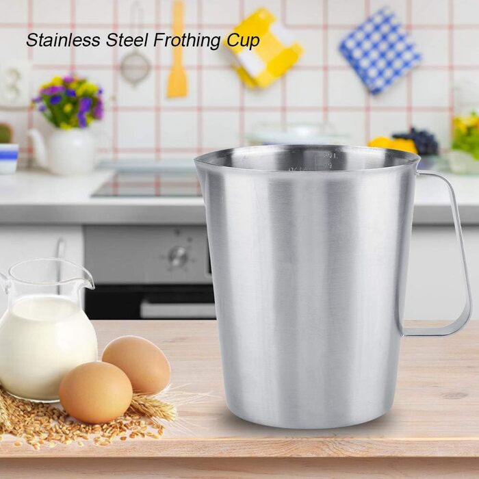 2000 ml Stainless Steel Measuring Cup, Measuring Pitcher with Handle for Latte Art Espresso Machines