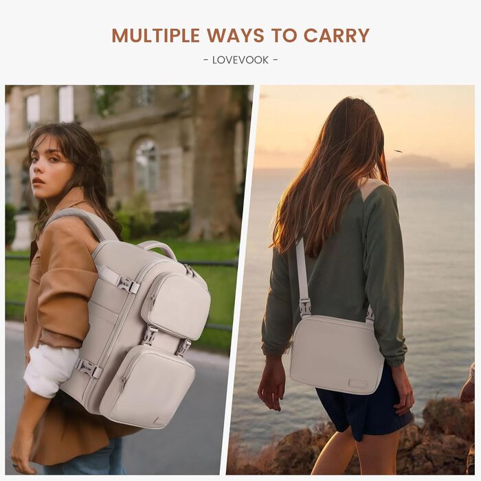 LOVEVOOK Рюкзак для ручної поклажі в літак 40L, жіночий великий, 17.3