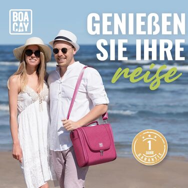 Дорожня косметичка BOACAY Extra Large для жінок, чоловіків та дітей, велика сумка для аксесуарів та гігієни (Колір: Cerise Pink - Сірий інтер'єр)