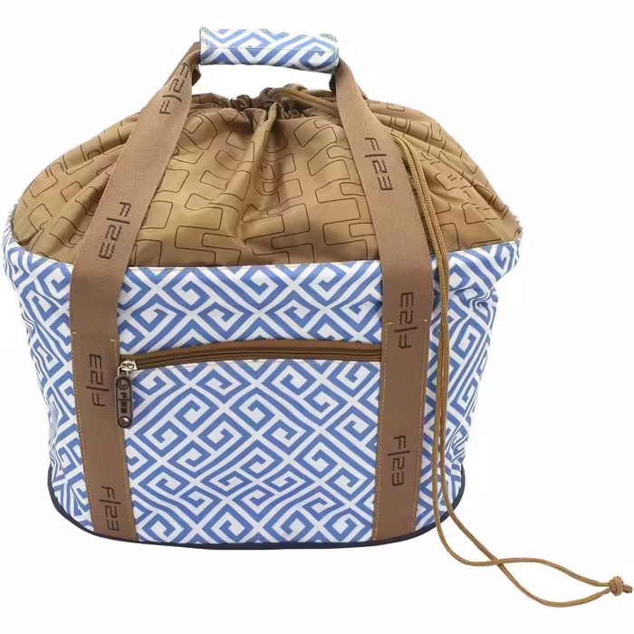 F|23, Shopping Basket, SHOPPERS'DELIGHT, Integrated Protective Cover, Polyester, 42 x 27 x 26 cm, approx. 20 liters, blue/white, 84110-5