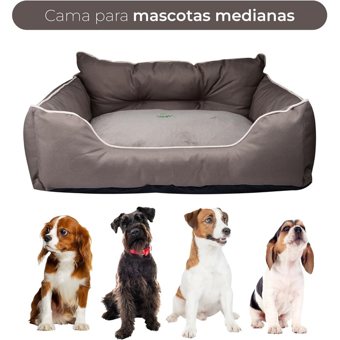 UNITED COLORS OF BENETTON. Pets - Dog Bed, Ergonomic Bed, for Medium-Sized Dogs, Made of Polyester, Machine Washable, Size M, (brown, 75 cm)