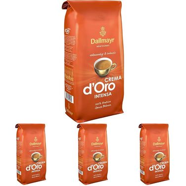 Кава в зернах Dallmayr Crema D'Oro Medium Roast, інтенсивна та пряна, 1 кг (набір 4 упаковки)
