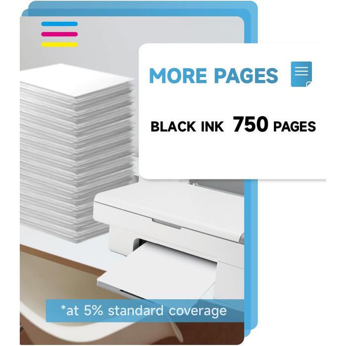 Картридж INKYEAH 305 XL чорний для принтерів HP DeskJet 2700, 2800, 4100, 4200 та HP Envy 6000 (750+ сторінок), сумісний з оригіналом HP 305