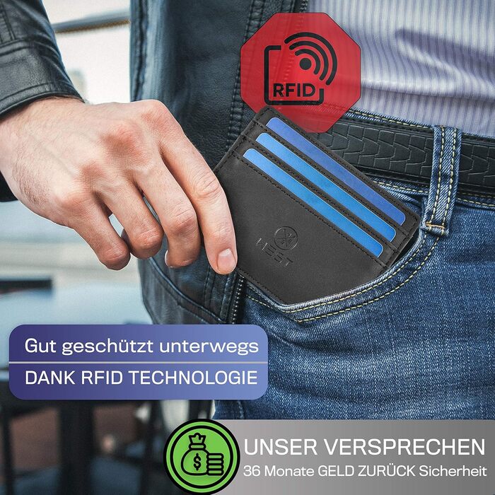 WEST - Magic Wallet (Classic) with large coin pocket - including elegant gift box - Wallet with coin pocket - The perfect companion for on the go - RFID protection (Black)