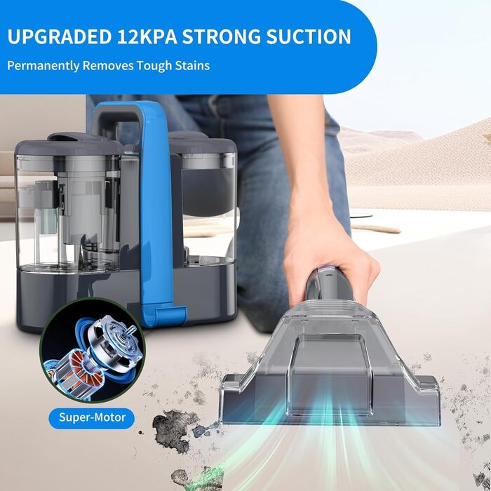 Портативний мийник для меблів та килимів 12kPa 450W: ефективне видалення плям з диванів, авто та килимів