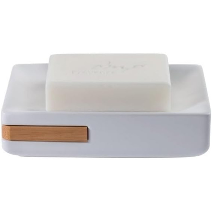 Миска для мила Spirella Oslo з каменю, декоративне аксесуар для ванної кімнати, білий бамбук, кераміка, 13,5 x 9,2 x 3,5 см