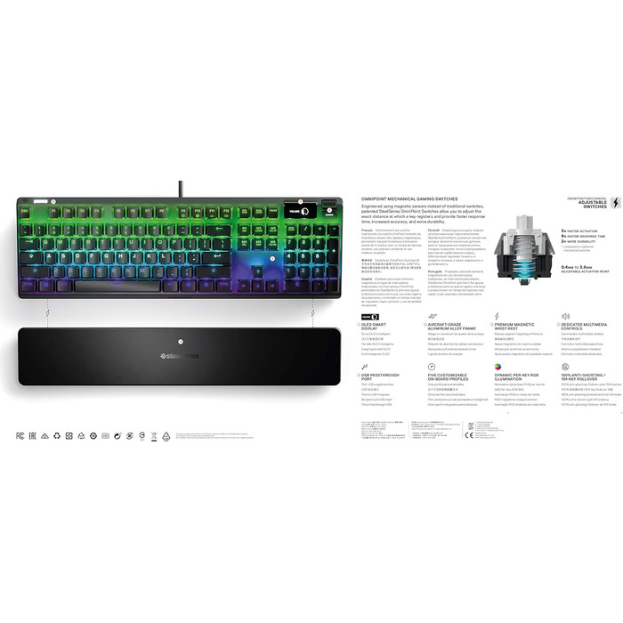 SteelSeries Apex Pro HyperMagnetic – Ігрова клавіатура з OLED-дисплеєм та RGB підсвічуванням (QWERTZ)