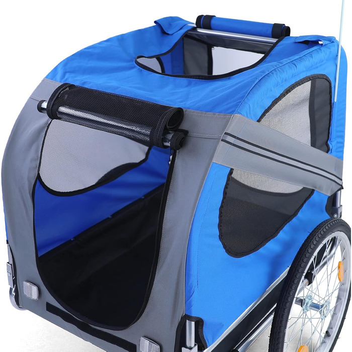 Причіп для велосипеда для собак, складний, до 40 кг, сірий/блакитний