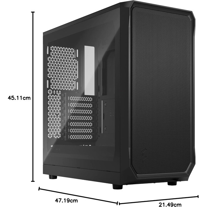 Корпус для ПК Fractal Design Focus 2 Black з темним склом та сітчастою передньою панеллю. В комплекті 2 вентилятори 140 мм. ATX