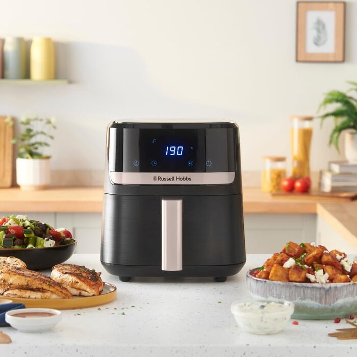Russell Hobbs Rapid Air Fryer 4.3L - Quiet & Compact Air Fryer with 9 Programs, Touchscreen, Grill, Bake & Fry