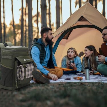 Рюкзак-холодильник Upeelife 30L з килимком для пікніка, водонепроникний, для кемпінгу та пікніків, зелений