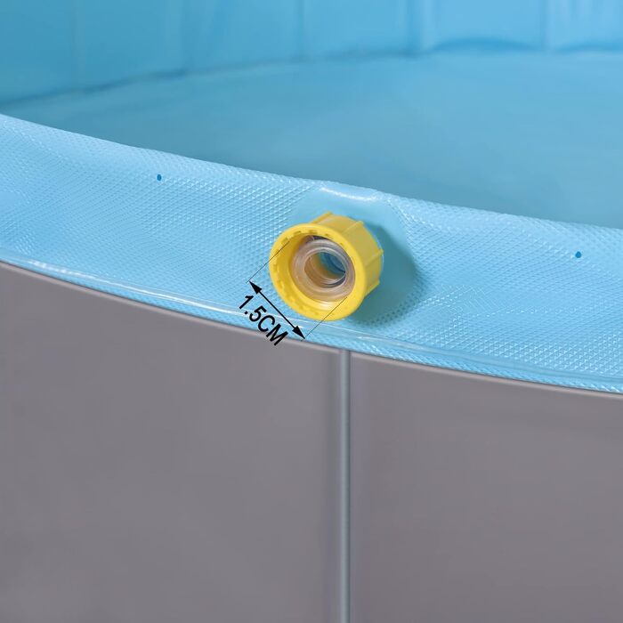 EUGAD Splash Pool for Medium-Sized Dogs, Foldable Dog Pool, Non-Slip Dog Bathtub, Water Pool with Sprinklers, Light Blue and Light Gray, 120x30cm 0018GYYC