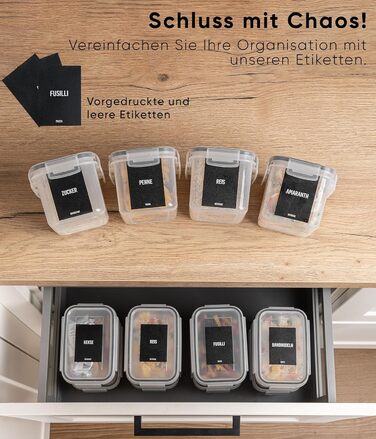 Набір контейнерів для зберігання Deco haus® (24 шт.) з кришкою, чорний - для продуктів, кухні, організації