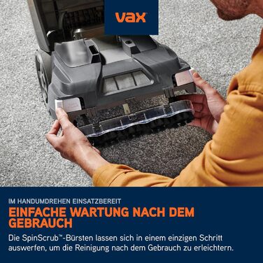 Vax SpinScrub Power Plus: Чистий дім без зусиль! Потужний мийник для килимів та м'яких меблів з технологією SpinScrub, XL-резервуар, швидке висихання та ефективне видалення плям. Підходить для дому.