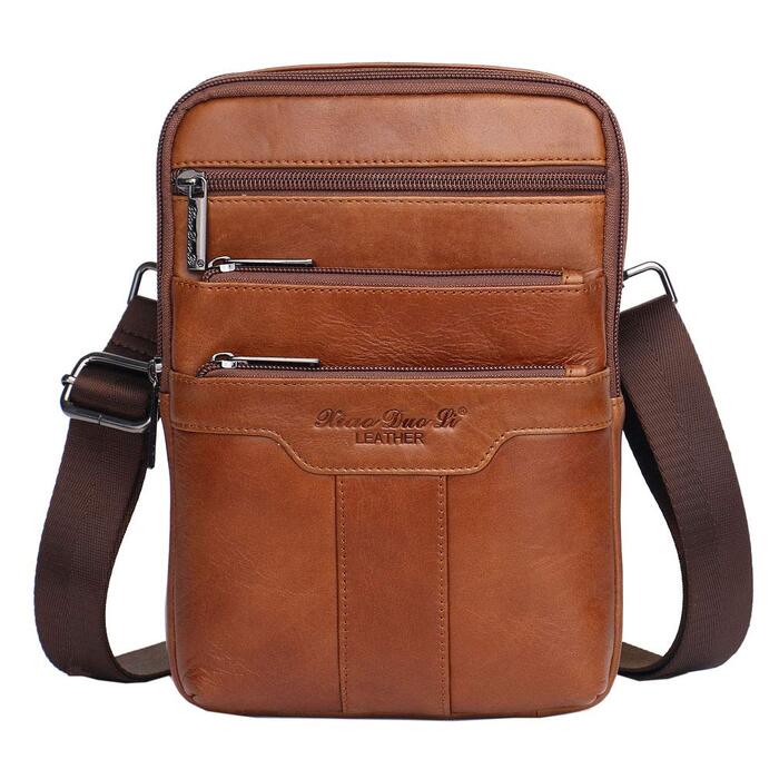 Шкіряна сумка-месенджер через плече Crossbody для чоловіків та жінок, коричнева