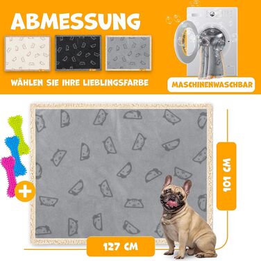 Водонепроникний коврик для собак Lovpet® з флісу, коврик для домашніх тварин, коврик для котів + 3 іграшки-гризунки, для собак маленьких та середніх порід, котів, 127 x 101 см, L, ручне прання, двосторонній чохол для дивану-захист сірого кольору L (127 x 
