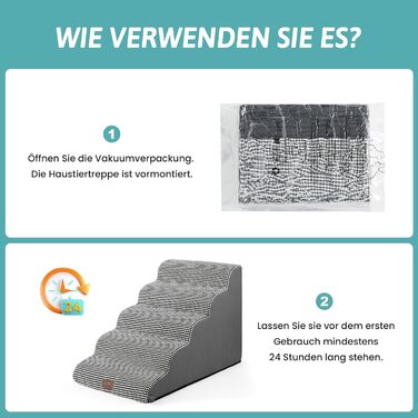 Сходинки для собак широкі, для домашніх тварин з нековзною поверхнею (Чорний та Білий, 83x50x57см, 5.0)