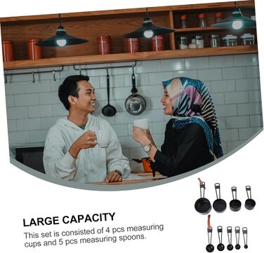 Cabilock 2 Sets Stainless Steel Measuring Cups and Spoons Durable Scoop Coffee Bean Kitchen Helper Set Cooking Utensil Set Stainless Steel Spoon Stainless Steel Measuring Cup Stainless Steel 9 Pieces * 2