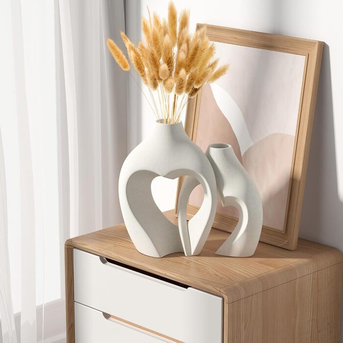 Керамічні вази у формі серця, 2 шт. Матові вази для декору столу, весілля, їдальні, вітальні, офісу, дому
