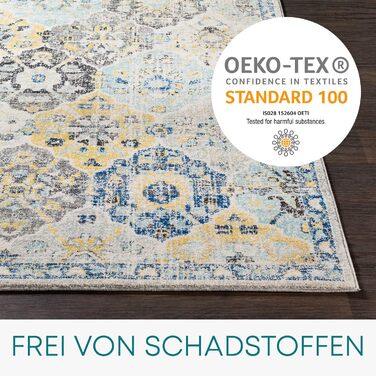 Килим Livabliss Sicily Vintage 120x170 см - для вітальні, спальні, їдальні, у стилі бохо та східний, кольори: блакитний, гірчичний, чорний, сірий