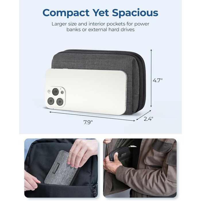 Органайзер для кабелів та електроніки BAGSMART: водонепроникна сумка-органайзер для подорожей, чорний