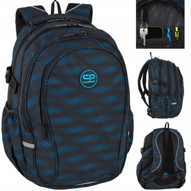 Багатовідсінковий шкільний рюкзак CoolPack, чорно-синій, 29 л