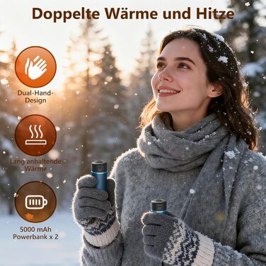 Електричні грілки для рук EXTSUD 2 шт. 5000mAh з USB-зарядкою, 3 режими нагріву, Powerbank для активного відпочинку, подарунок