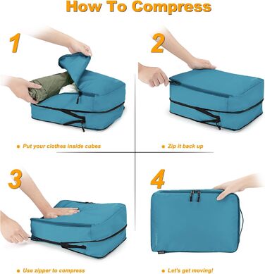 Органайзер для валізи, набір Packtaschen, Packing Cubes, 8 шт. (Білий, Синій)