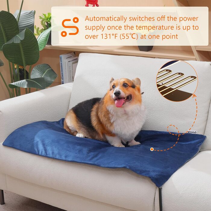 Електричний килимок для домашніх тварин Pecute - обігрівач для собак та котів, 40x50 см (M) / 90x60 см (XL) з контролером