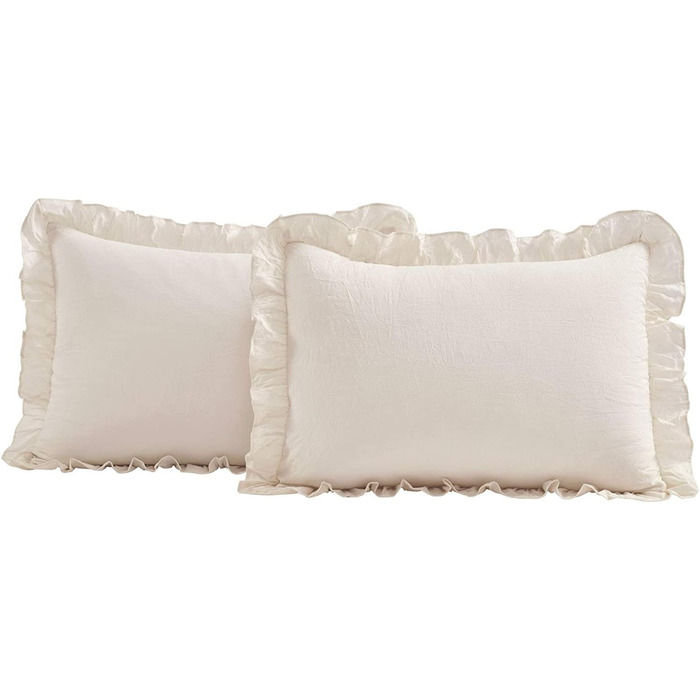 Lush Decor bedspread with ruffled skirt, polyester, ivory, Queen Queen Ivory