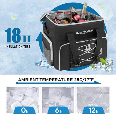 Велика ізотермічна сумка-холодильник INSMEER 45л, складна, для 55 банок, водонепроникна, термосумка для напоїв і продуктів з відкривачкою, для пікніка, кемпінгу, пляжу, покупок